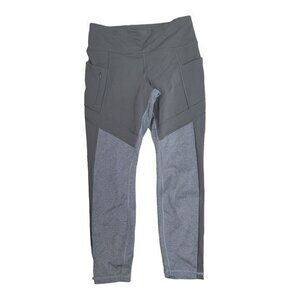 Athleta Womens Medium Grey Rainer‎ Two-Tone Active Leggings POCKETS